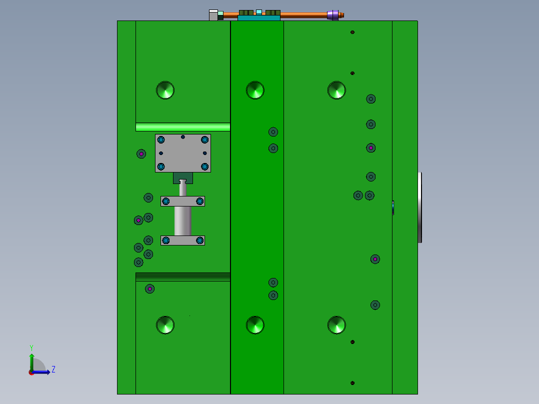 热流道模具3D模型左视图