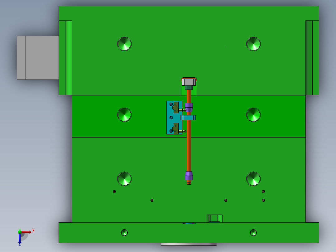 热流道模具3D模型俯视图