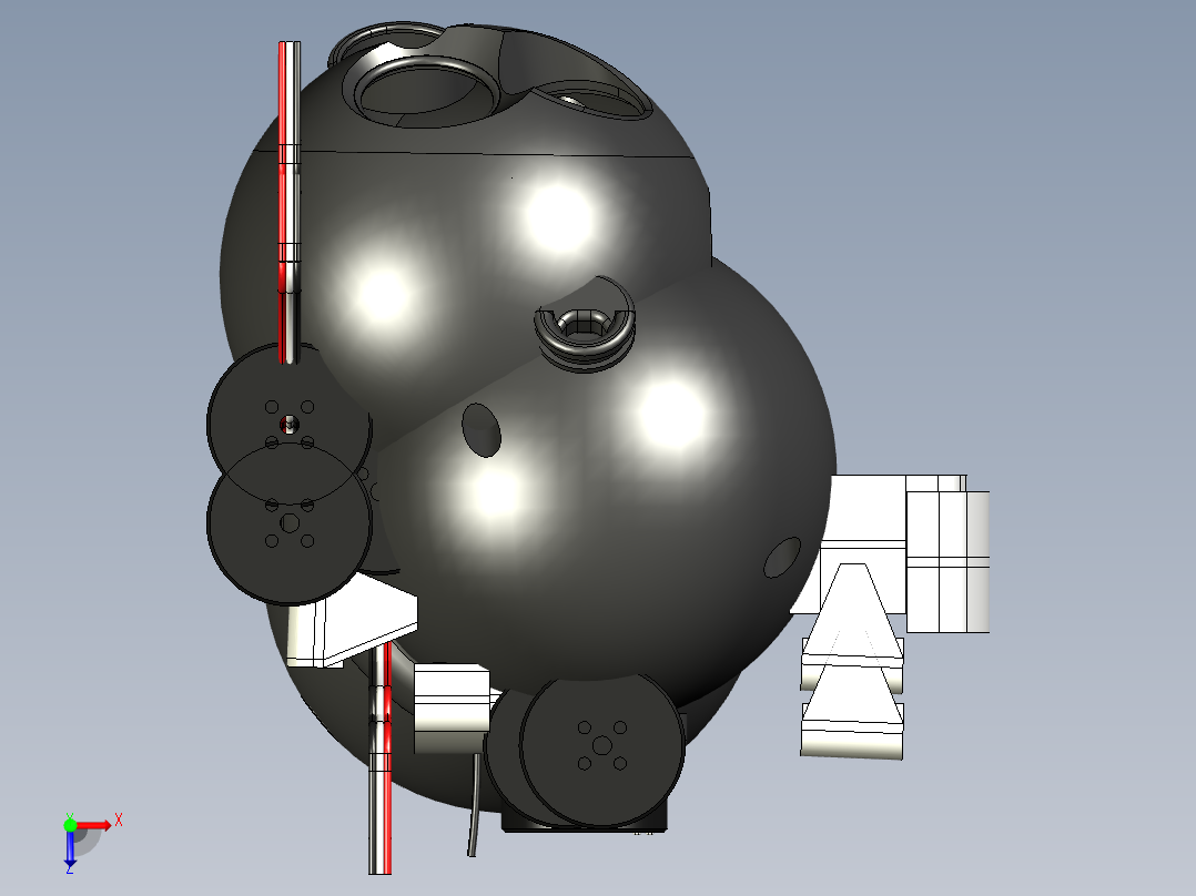封闭式微型万向球摄像机俯视图