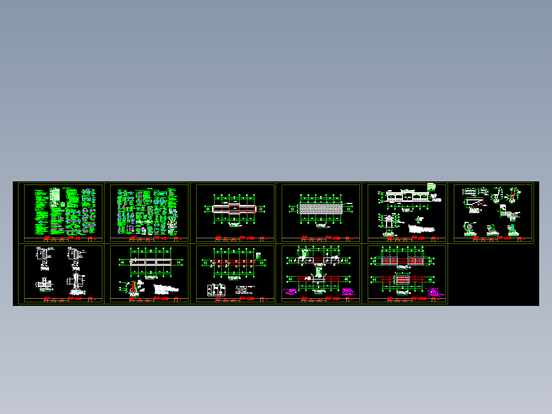 仿古混凝土长廊设计CAD图纸设计资料