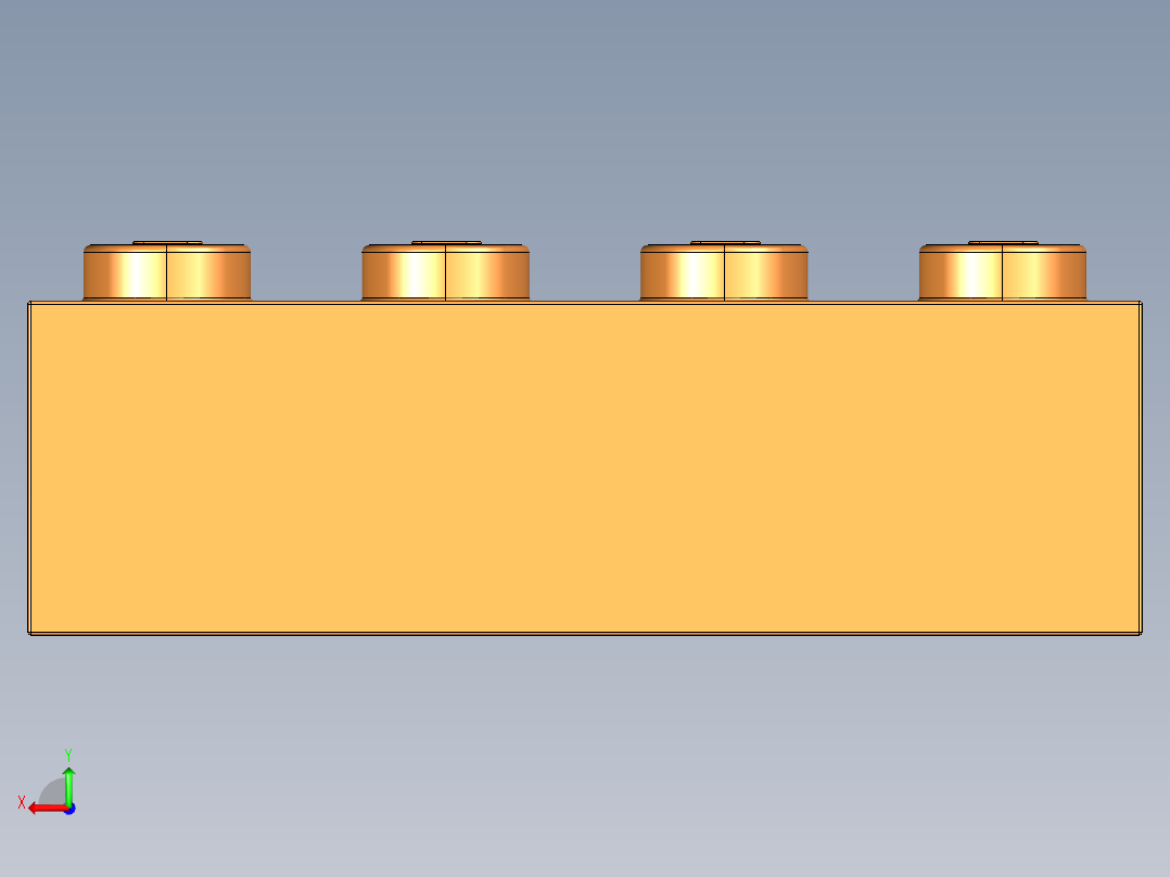 乐高套装 4421基本积木-4153827 - 3001 Bright Orange Brick 2 x 4.STEP后视图