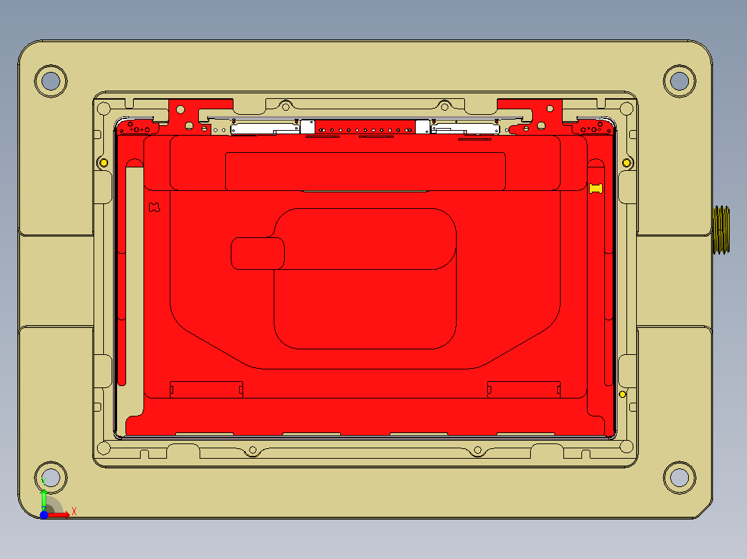 铝制电脑A壳铣内腔真空吸气工装治具模型前视图