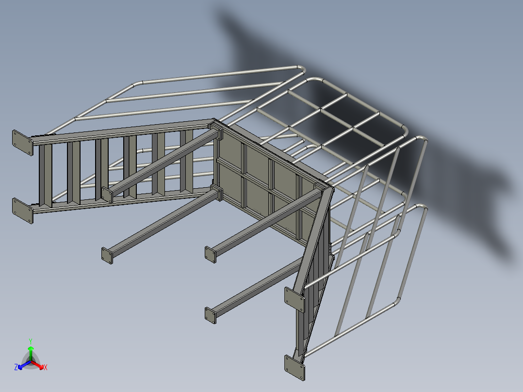 产线过桥梯正等轴测图