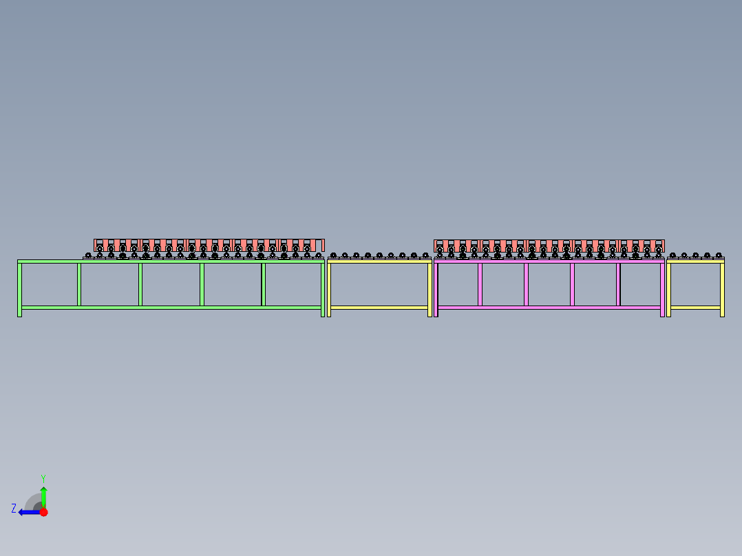 钢化玻璃自动清洗滚筒线右视图