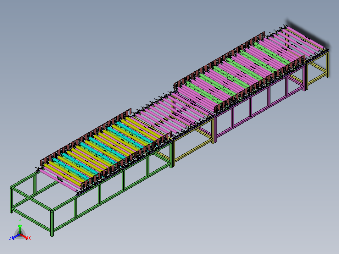 钢化玻璃自动清洗滚筒线正等轴测图