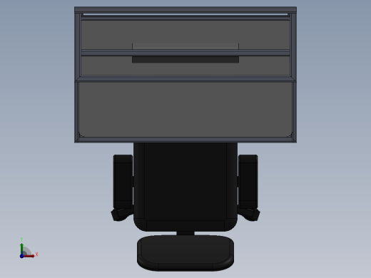 旋转工作椅和工作台3D模型图纸 Solidworks设计前视缩略图