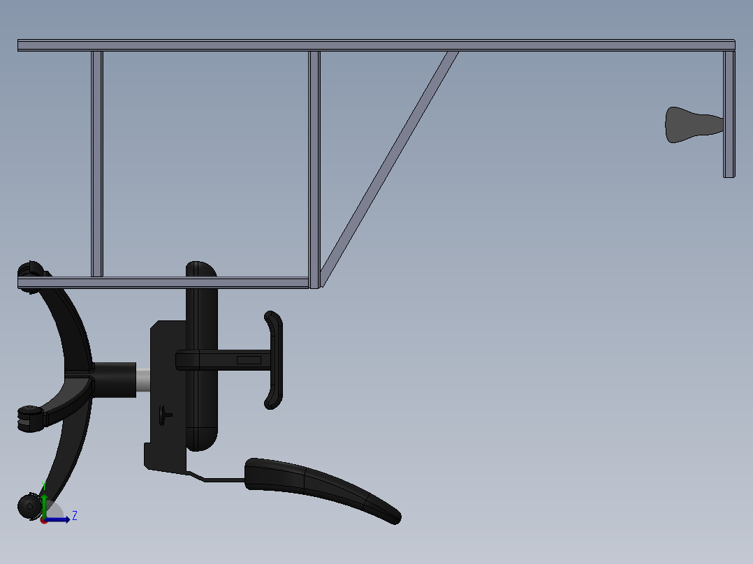 旋转工作椅和工作台3D模型图纸 Solidworks设计左视图