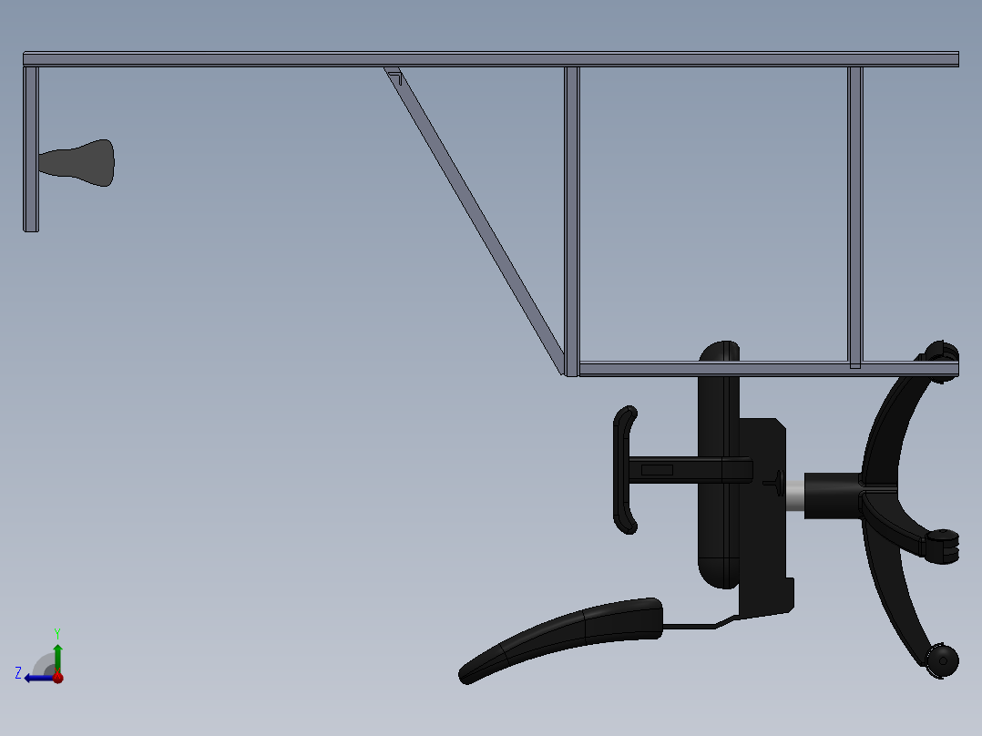 旋转工作椅和工作台3D模型图纸 Solidworks设计右视图