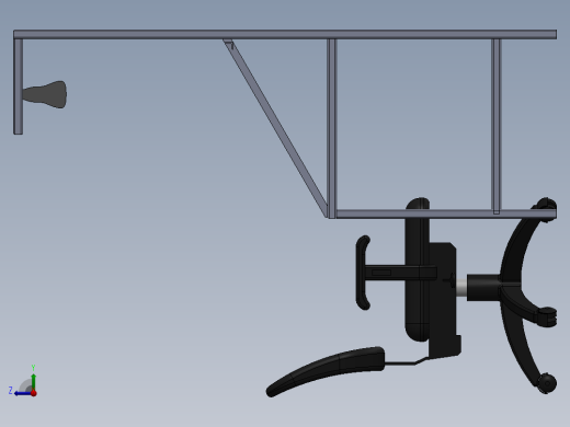 旋转工作椅和工作台3D模型图纸 Solidworks设计右视缩略图