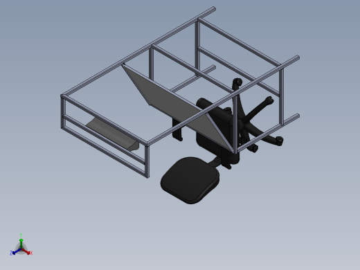 旋转工作椅和工作台3D模型图纸 Solidworks设计正等轴测缩略图