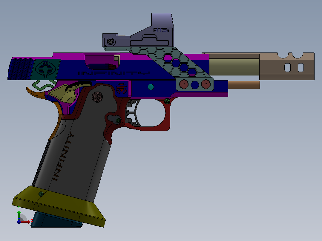 手枪左轮冲锋枪老式狙击步枪设计3D图纸infinity-firearms-1911 SW stp前视图