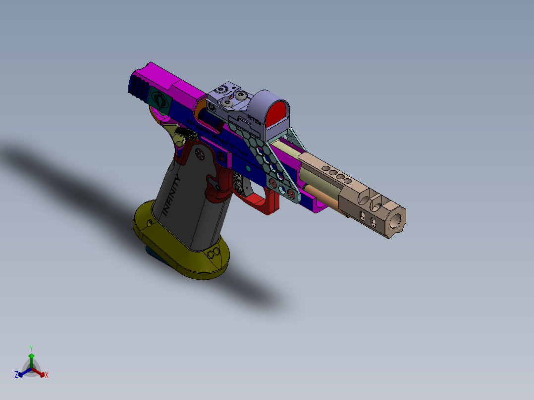 手枪左轮冲锋枪老式狙击步枪设计3D图纸infinity-firearms-1911 SW stp正等轴测图