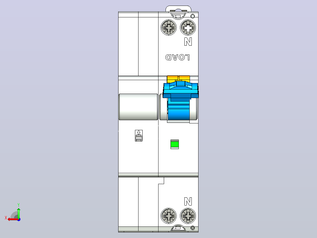 NB2LE-40ZT 1P&amp;N剩余电流动作断路器三维模型202404后视图