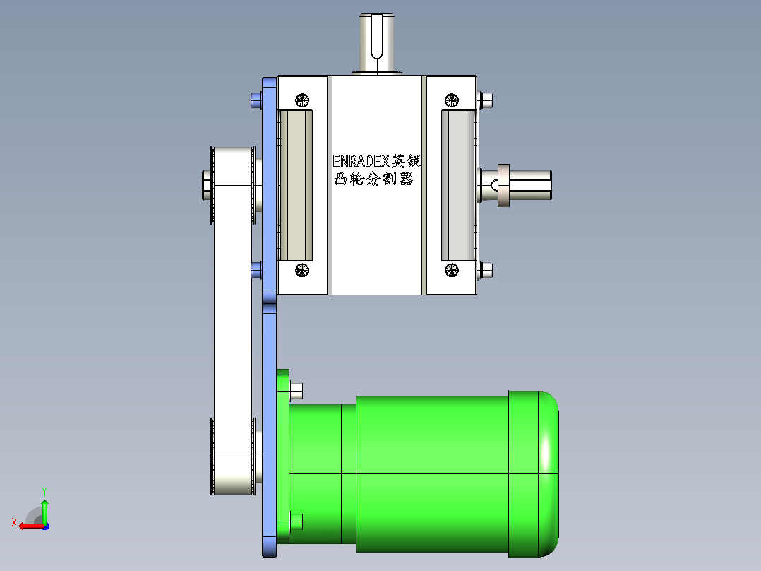 ER-RU110DS英锐凸轮分割器配电机全套3D图档后视图