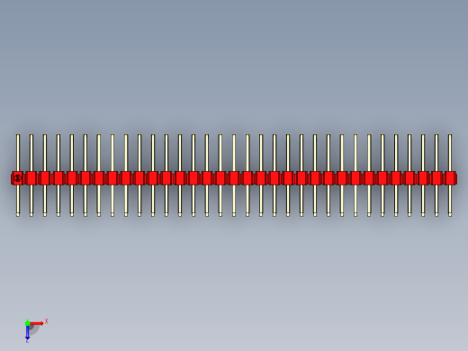 彩色公排针 100mil 2.54mm 系列-DS1022_red_3x33p_100mil_TypeD_rev1.0俯视缩略图