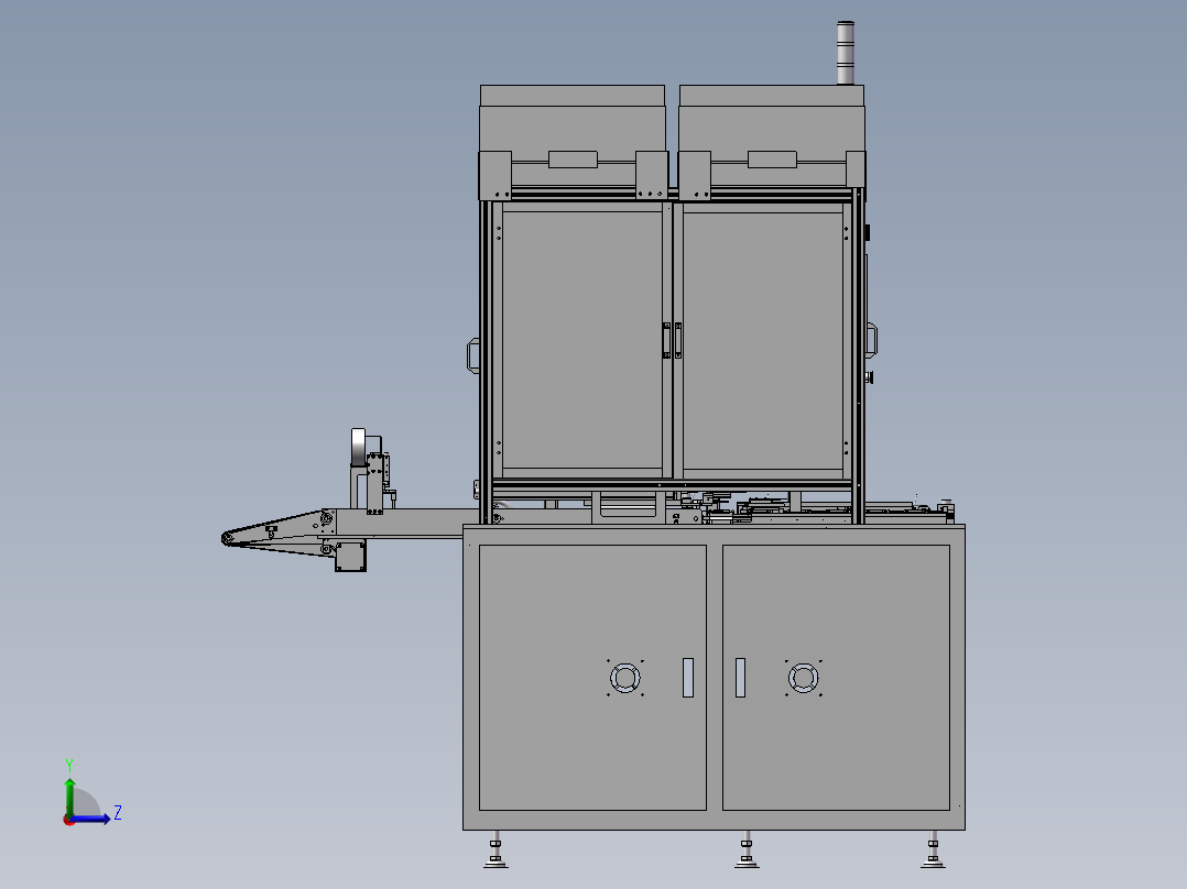 复杂的自动组装机左视图