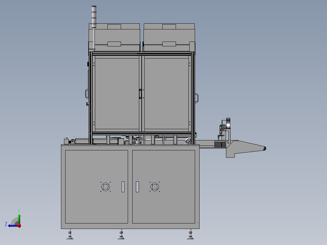 复杂的自动组装机右视图