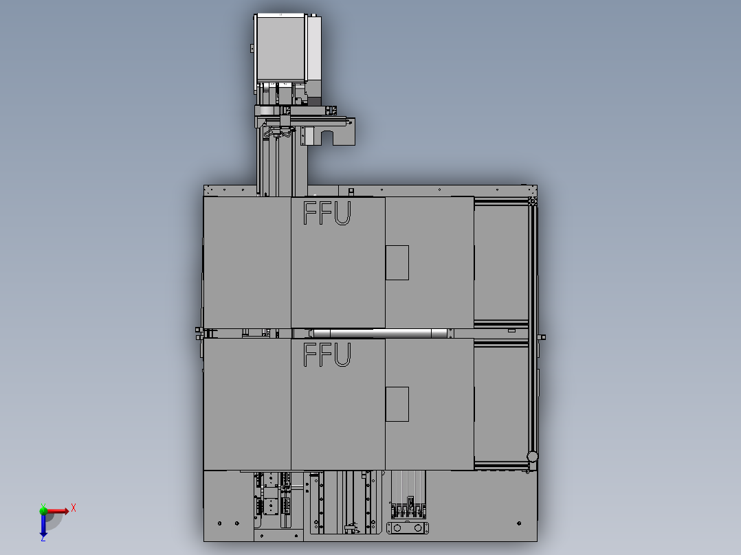 复杂的自动组装机俯视图