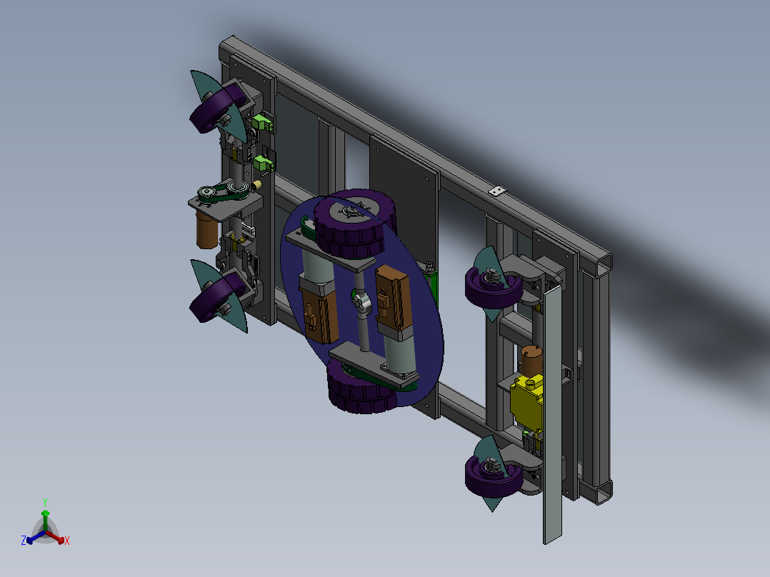 底盘结构详细的AGV小车CAD+100+34.3.28+003正等轴测图