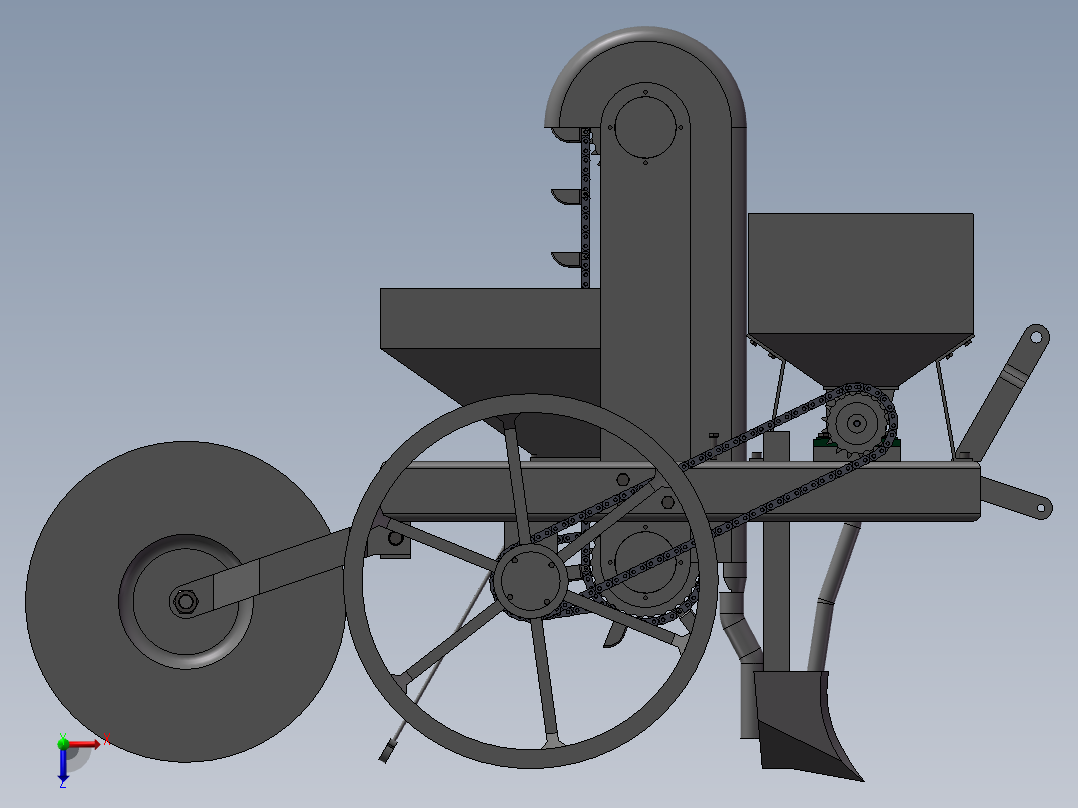 马铃薯播种机三维俯视图