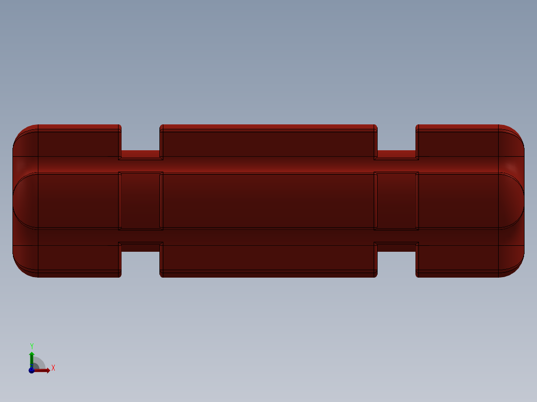 乐高机械组车桥-32062 Red Technic Axle 2 Notched前视图