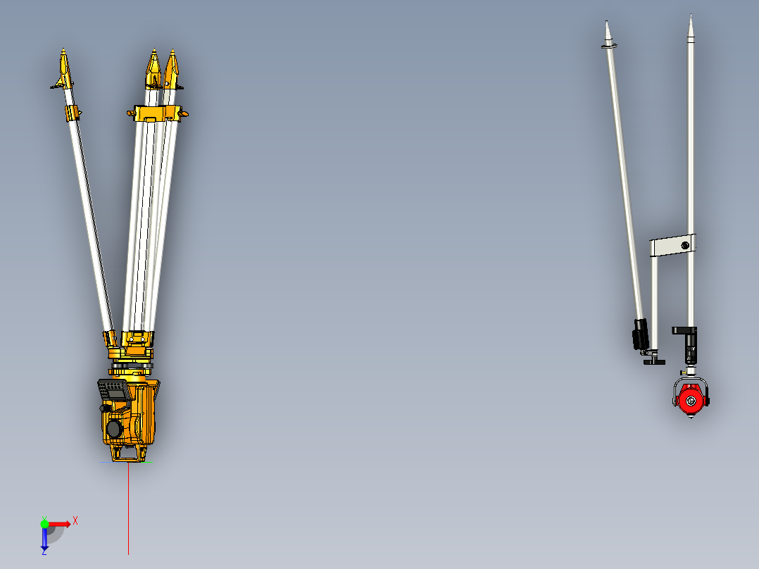 全站仪及其配件俯视图
