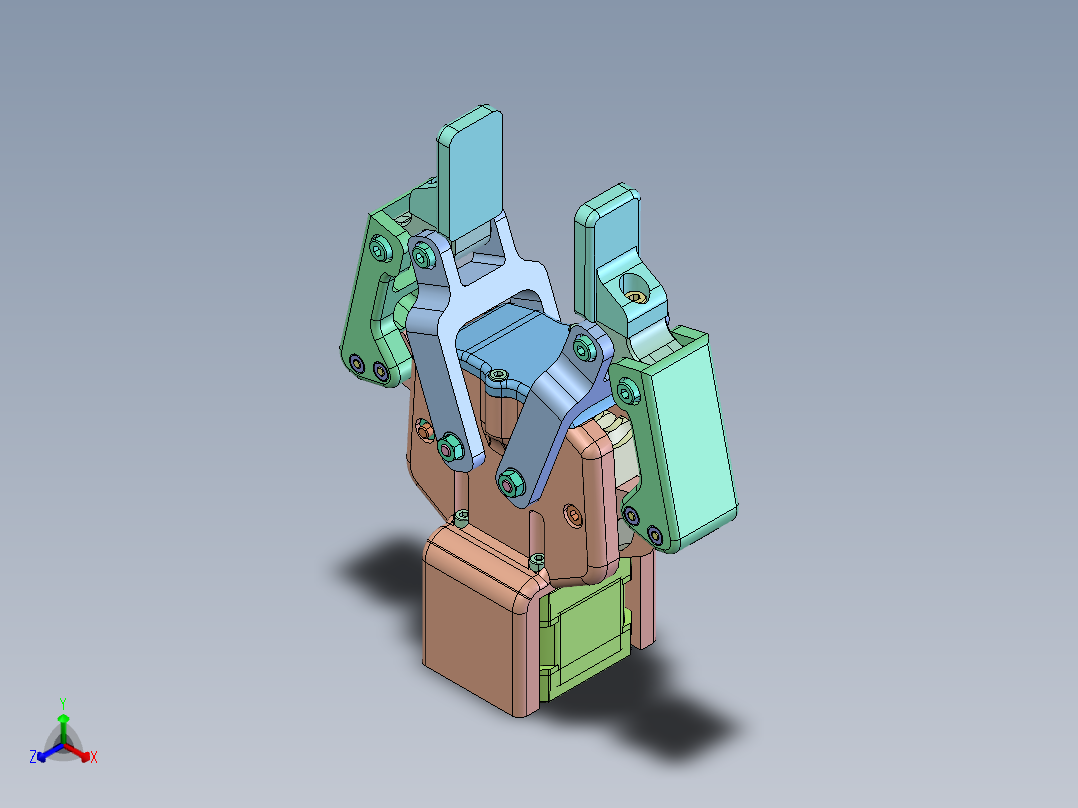 NEMA+17电机蜗轮传动双爪夹爪  STP格式正等轴测图