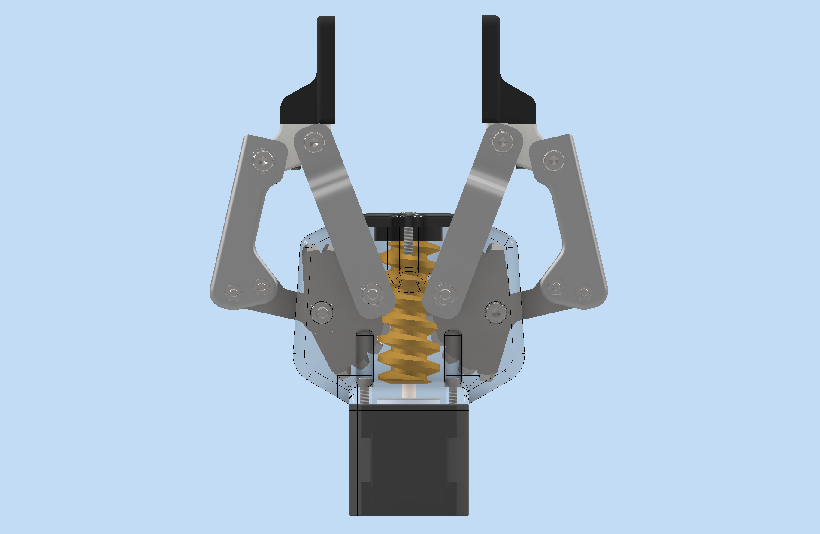 NEMA+17电机蜗轮传动双爪夹爪  STP格式