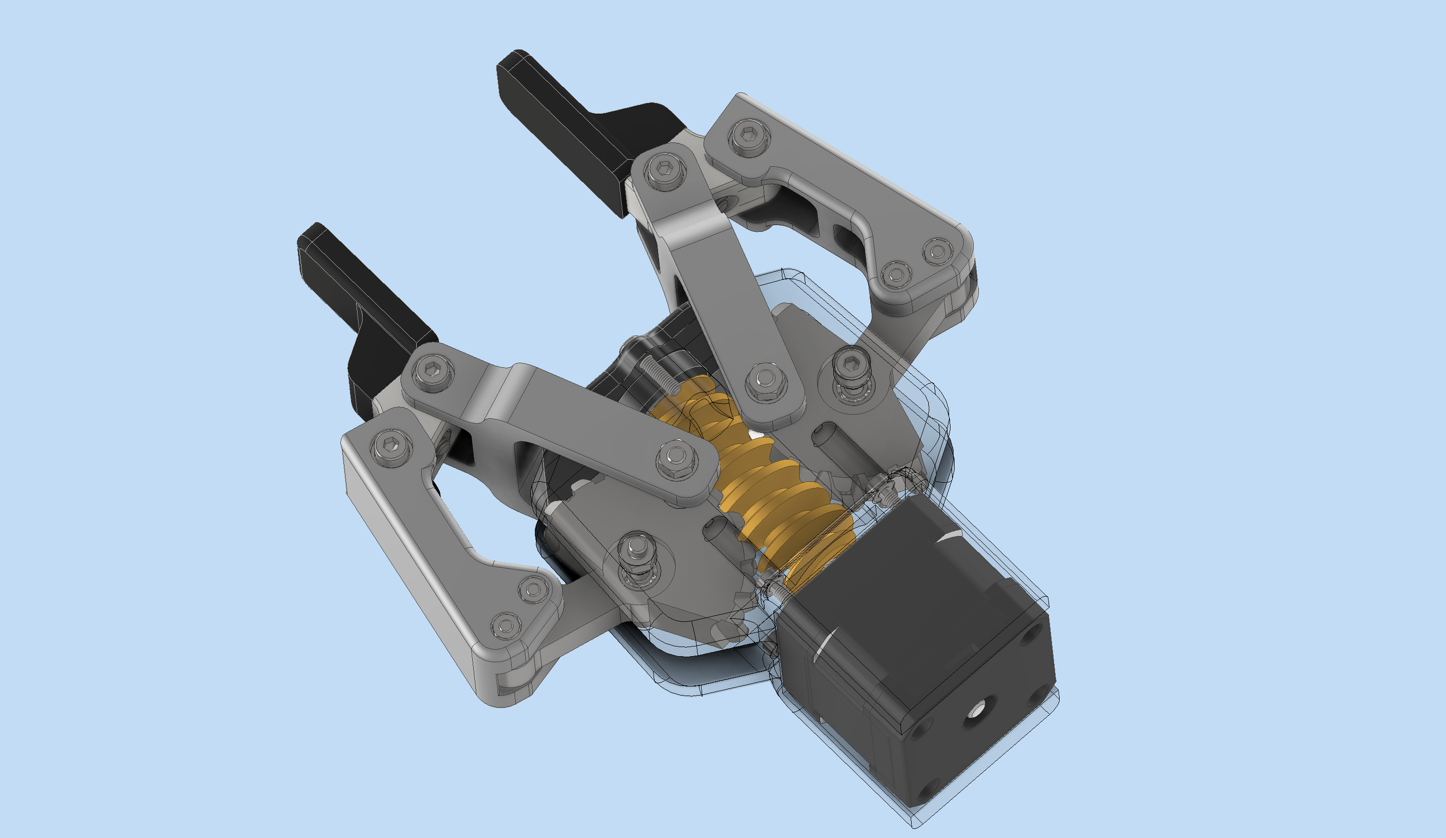 NEMA+17电机蜗轮传动双爪夹爪  STP格式