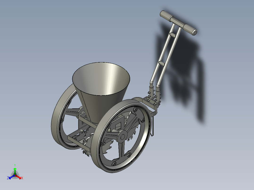 撒播牧草播种机正等轴测图