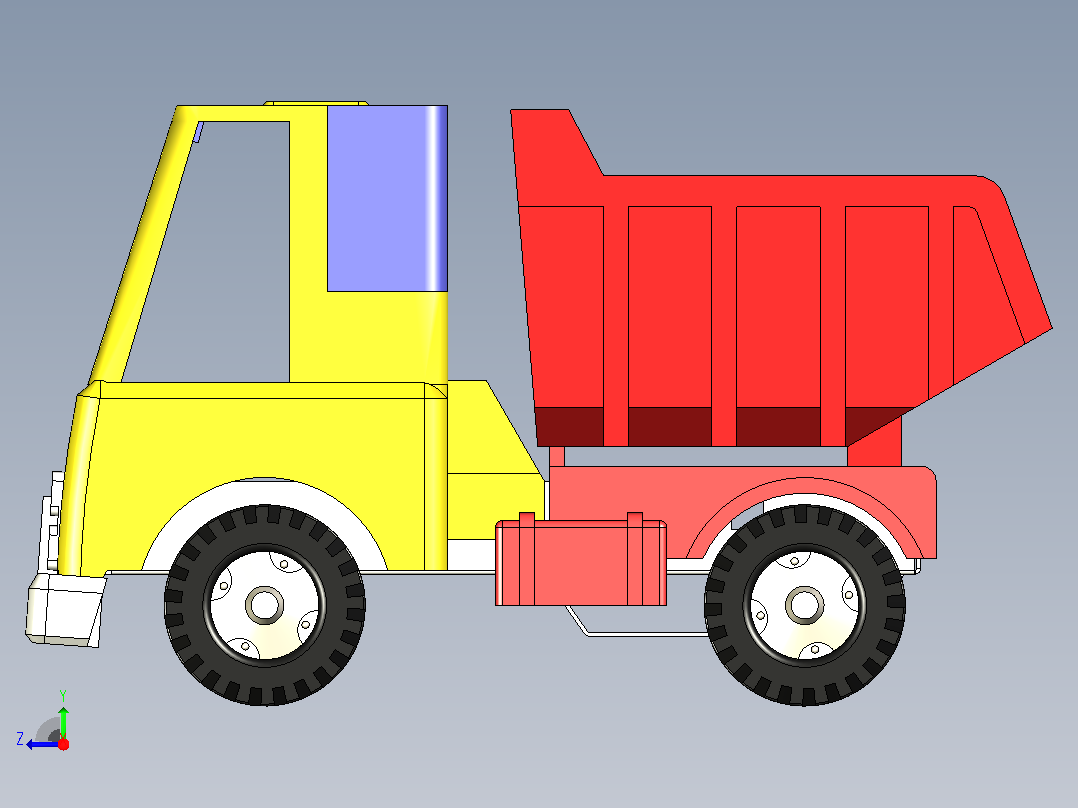 玩具车，自动倾卸卡车右视图
