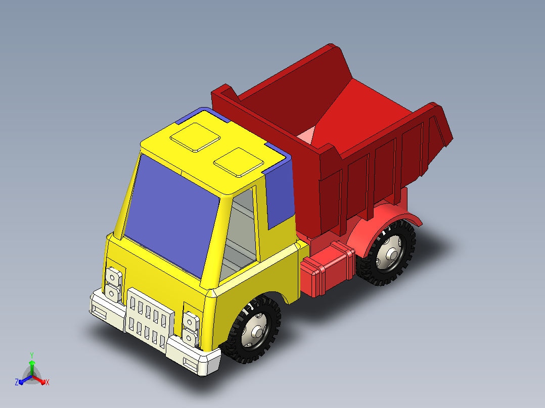 玩具车，自动倾卸卡车正等轴测图
