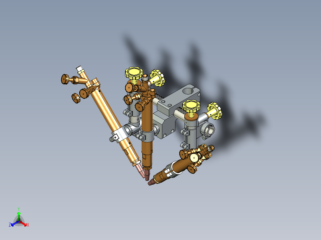 火焰三割炬正等轴测图