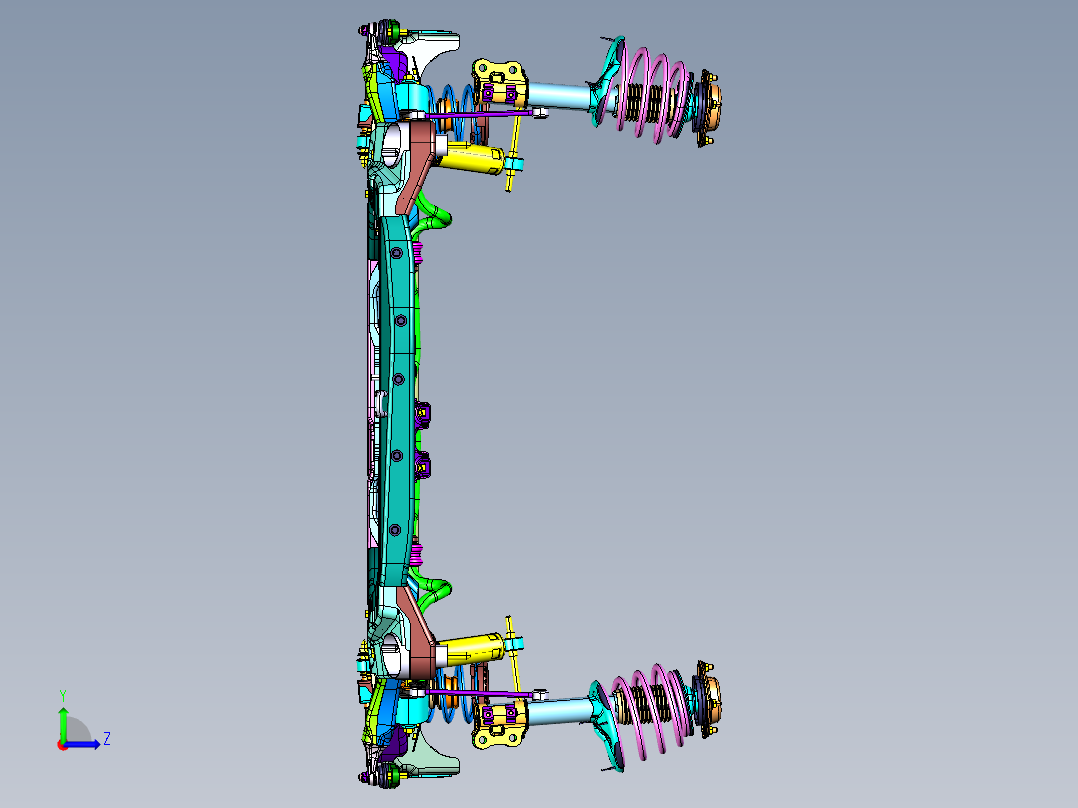 前置驱动轿车底盘系统总成左视图