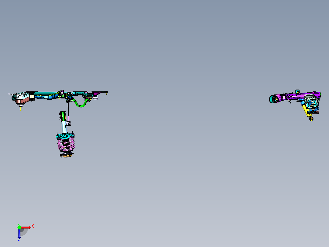 前置驱动轿车底盘系统总成俯视图