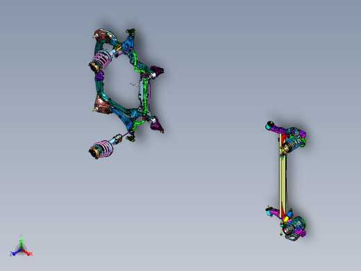 前置驱动轿车底盘系统总成正等轴测缩略图
