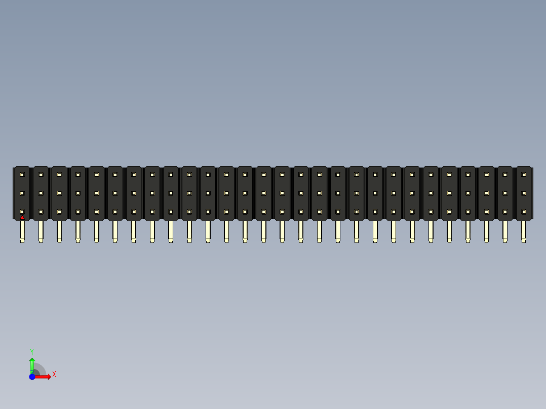 彩色公排针 100mil 2.54mm 系列-DS1022_black_3x28p_100mil_TypeD_rev1.0前视图