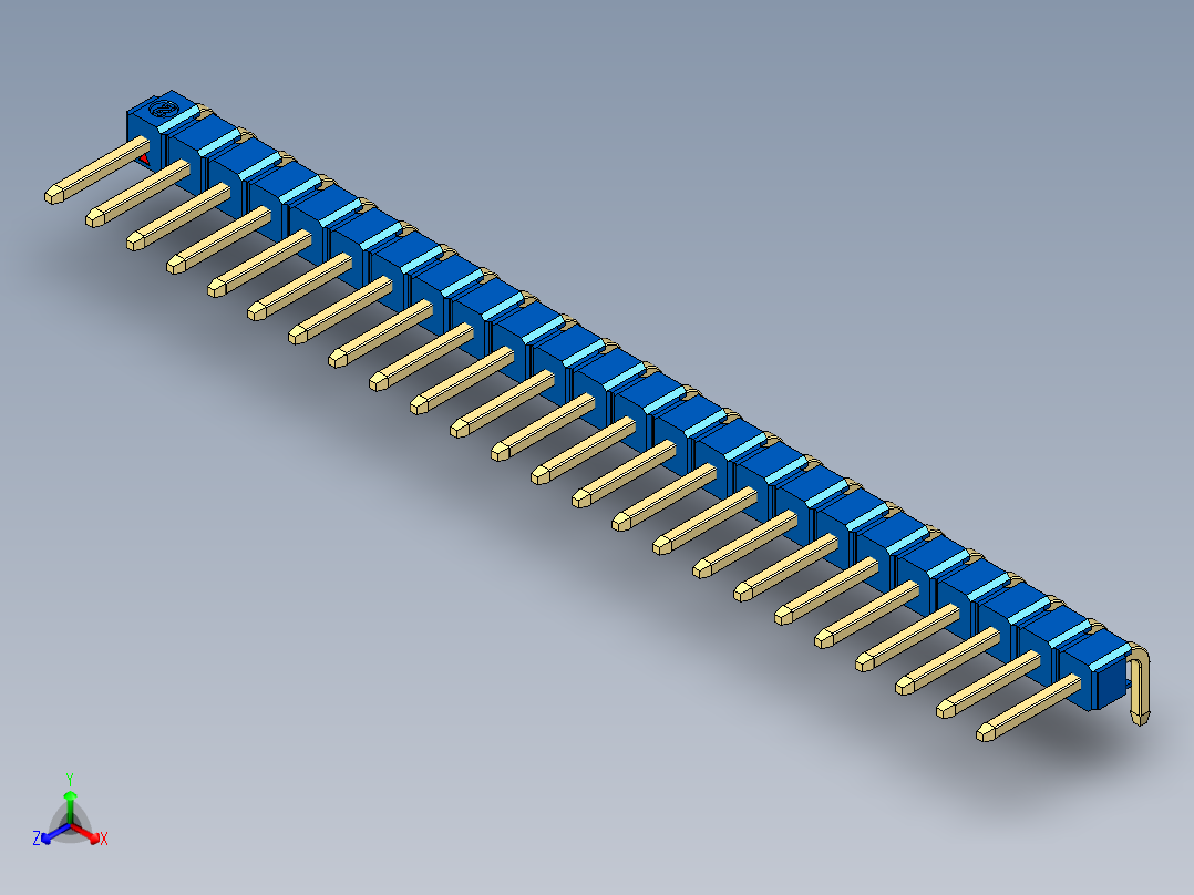 彩色公排针 100mil 2.54mm 系列-DS1022_blue_1x24p_100mil_TypeD_rev1.0正等轴测图