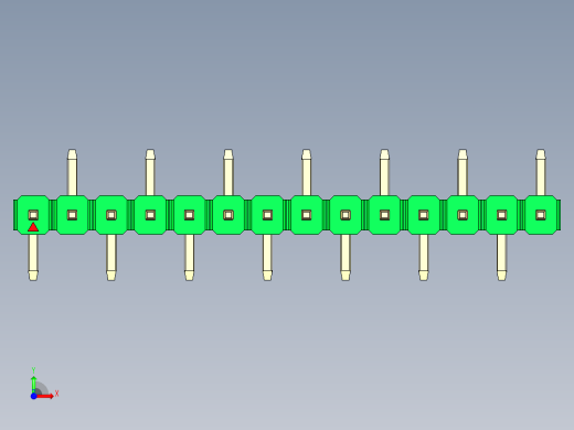 彩色公排针 100mil 2.54mm 系列-DS1022_green_14p_100mil_Type_SMT_R2_rev1.0前视缩略图