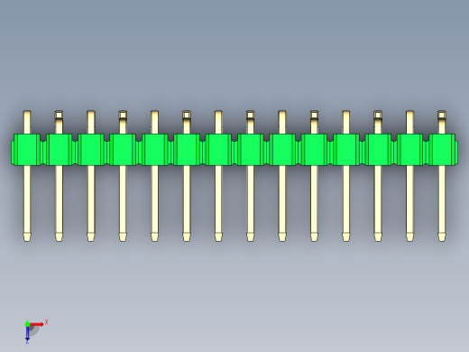 彩色公排针 100mil 2.54mm 系列-DS1022_green_14p_100mil_Type_SMT_R2_rev1.0俯视缩略图