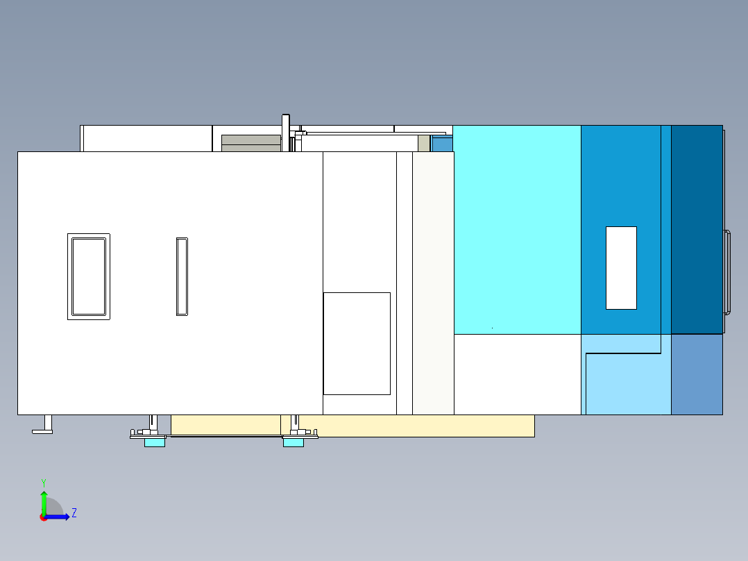 斗山卧加机床模型左视图