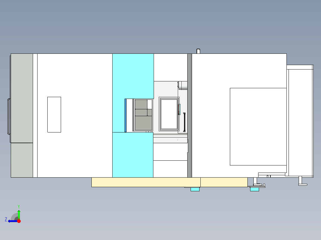 斗山卧加机床模型右视图