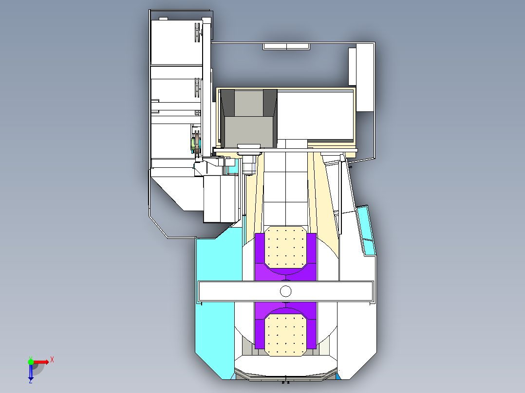 斗山卧加机床模型俯视图
