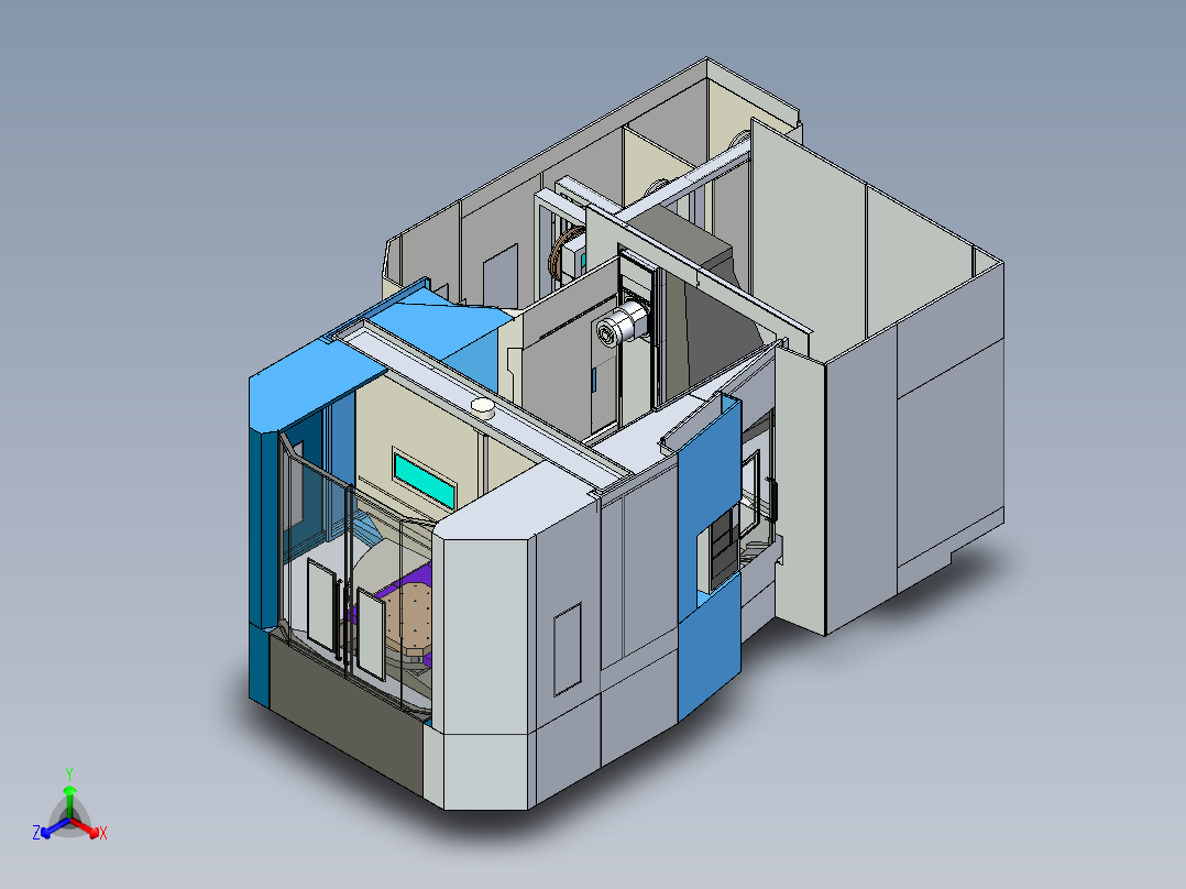斗山卧加机床模型正等轴测图