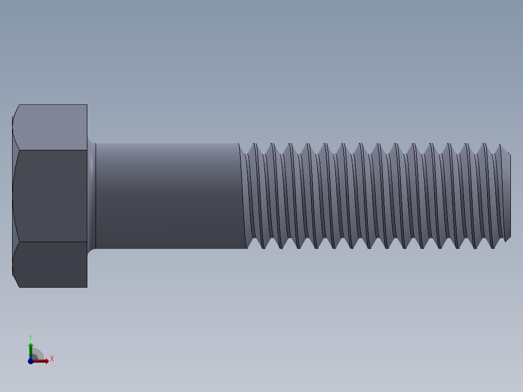 UNC 六角螺栓-Hex Bolt 0.375-16 x 1.5.SLDPRT前视图
