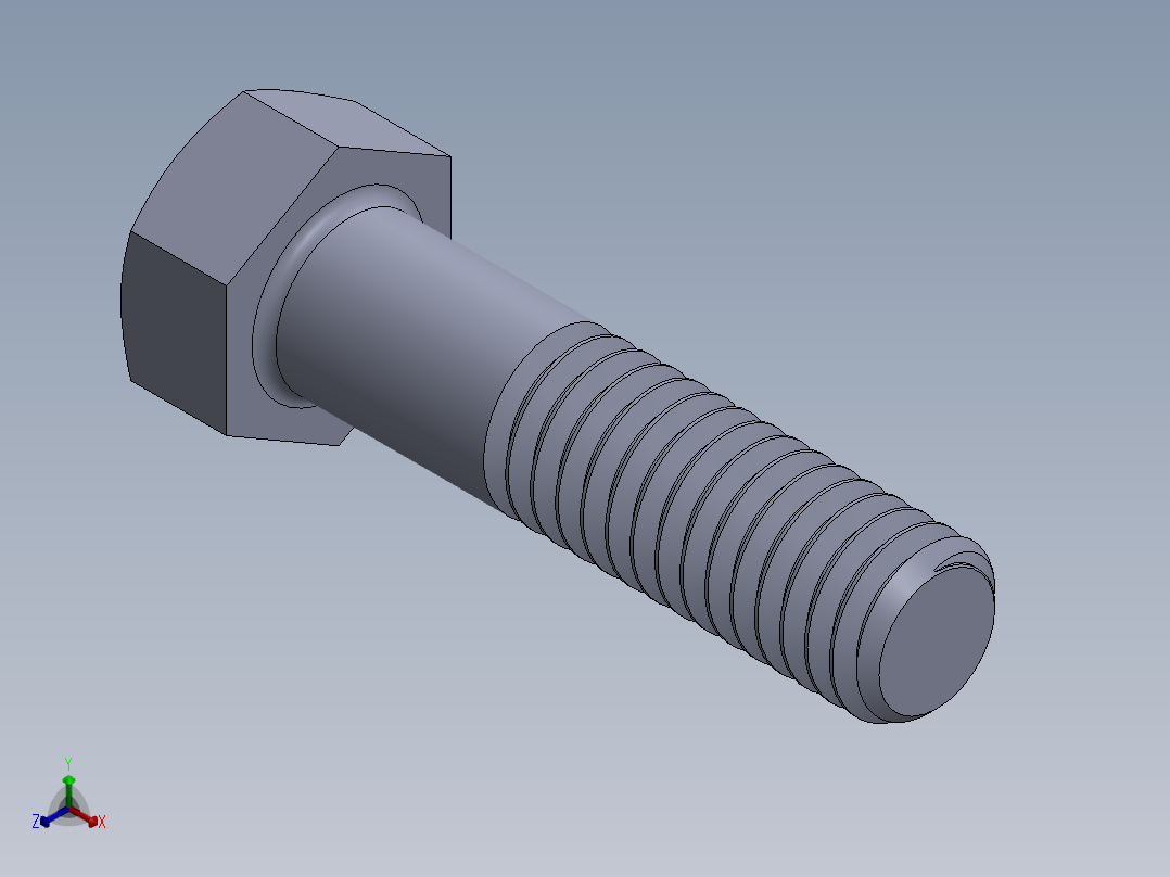 UNC 六角螺栓-Hex Bolt 0.375-16 x 1.5.SLDPRT正等轴测图