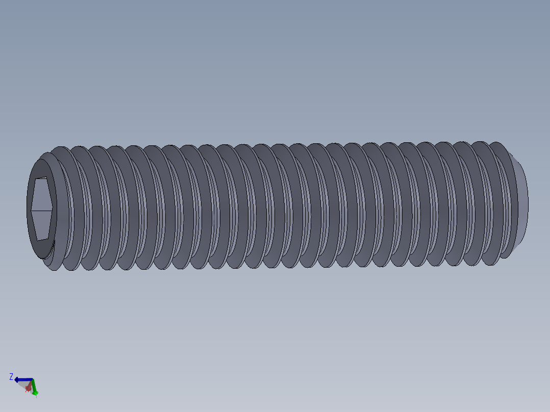 UNC 平头紧定螺钉-UNC SET SCREW 0.500 x2.000.SLDPRT主视图