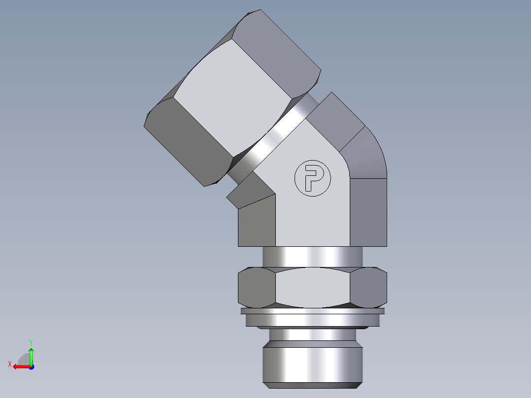 卡套式工业通用硬管接头EO_Adjustable_locknut_45_deg_elbow_VEE16ZSRCF后视图