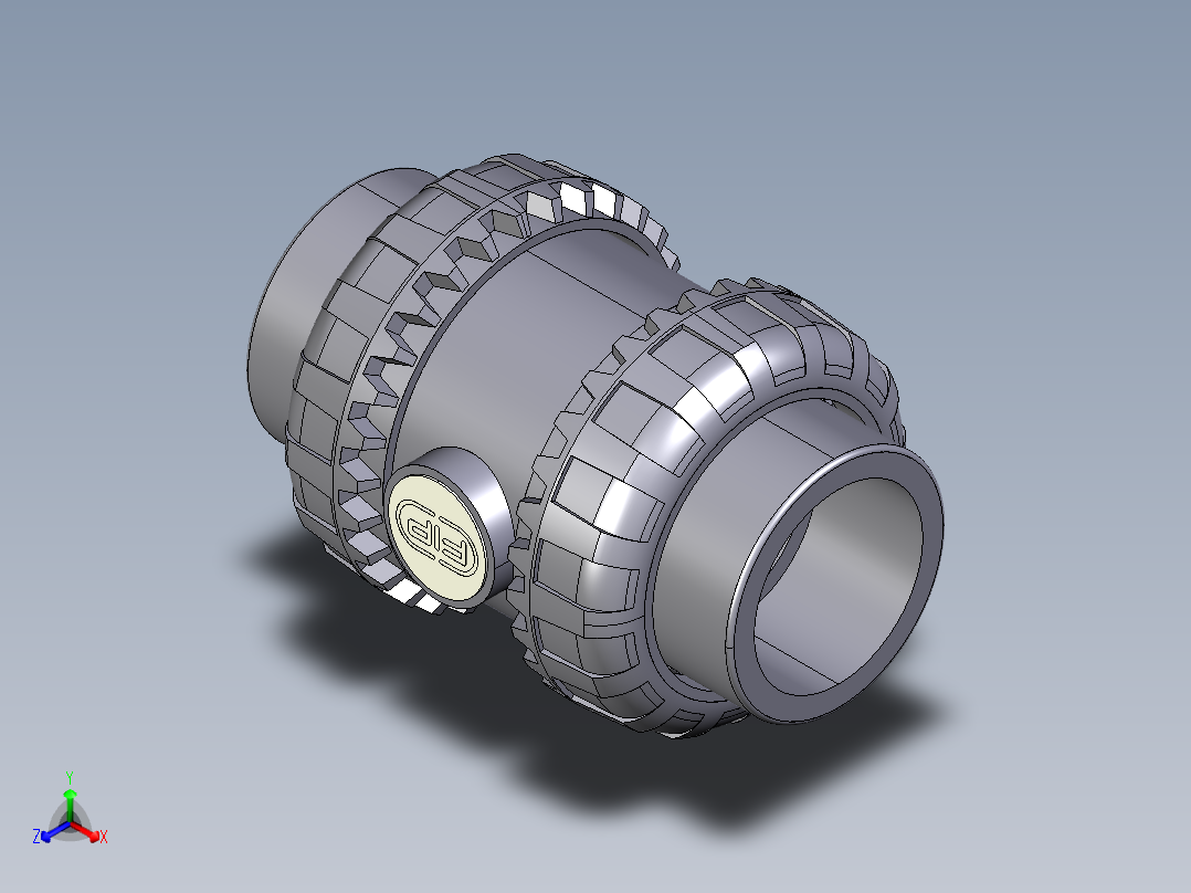 2SXEAC 女性端溶剂焊接EasyFit球形止回阀，ASTM系列正等轴测图