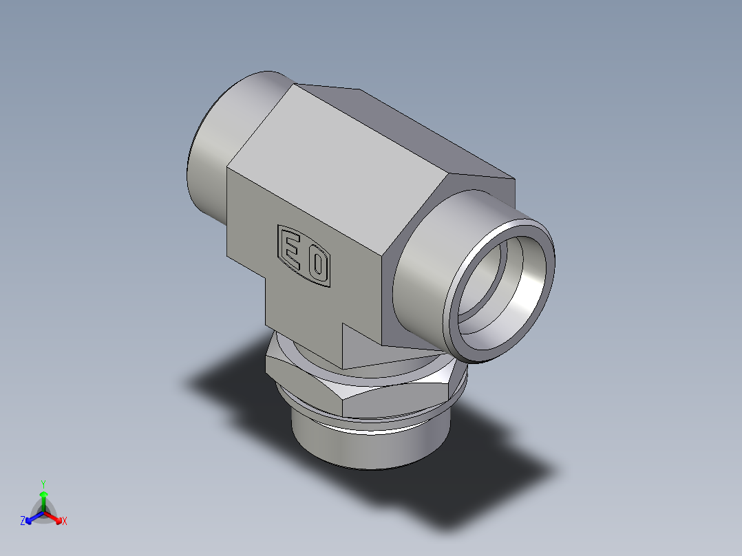 卡套式工业通用硬管接头EO_Adjustable_locknut_branch_tee_TEE30SMOMDCF主视图
